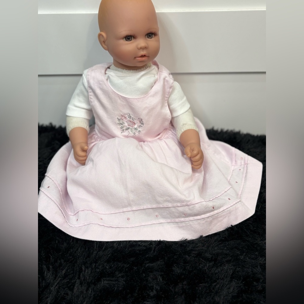 Baby Girl Pink Corduroy Dress & White Onesie 2-Piece Set Embroidered 6–9M